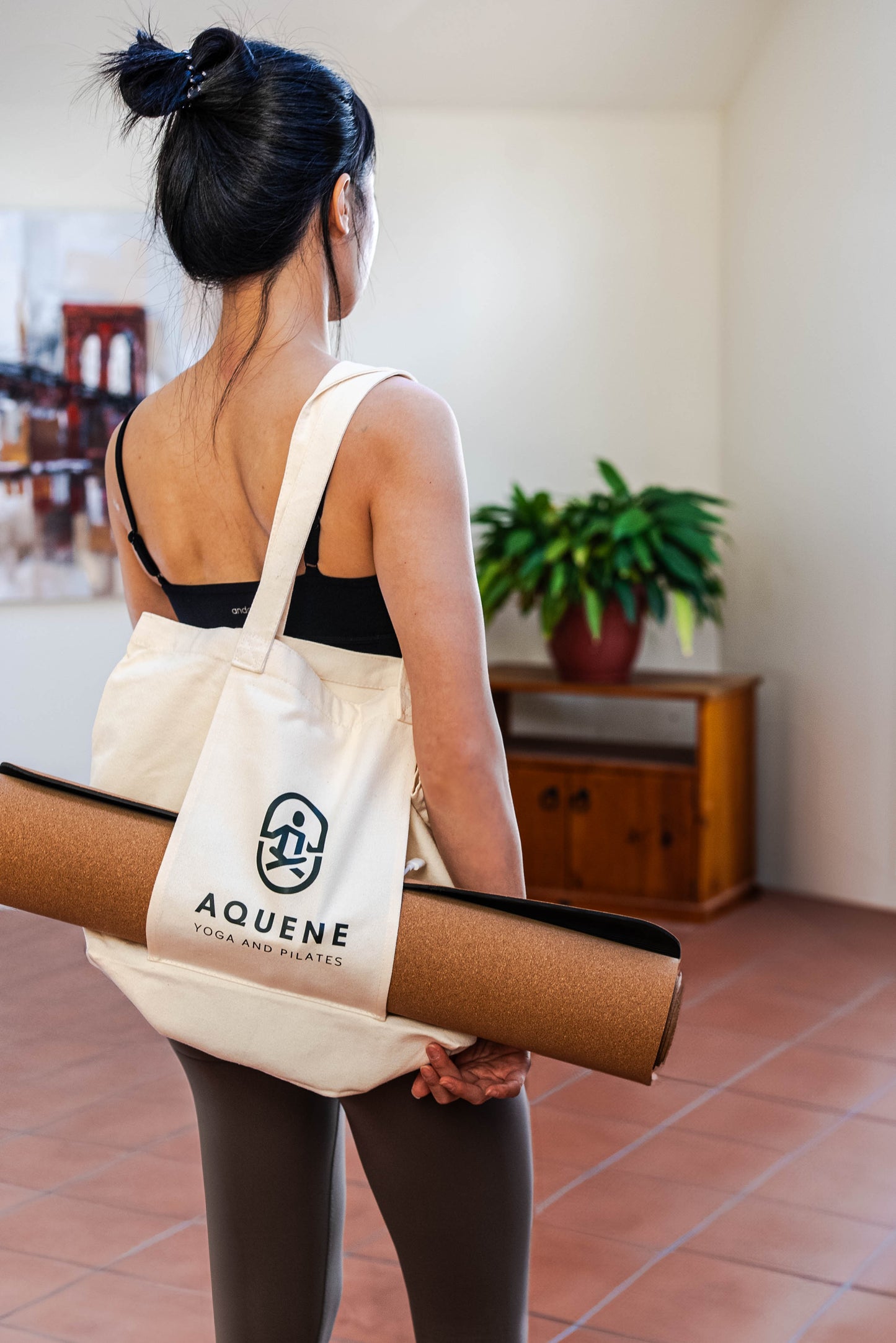 Aquene Canvas Tote Bag with Mat Storage